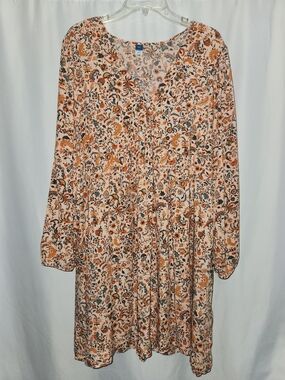 Old Navy Peach Floral Long-Sleeve  Dress #beach #lightweight #relax Fit #boho